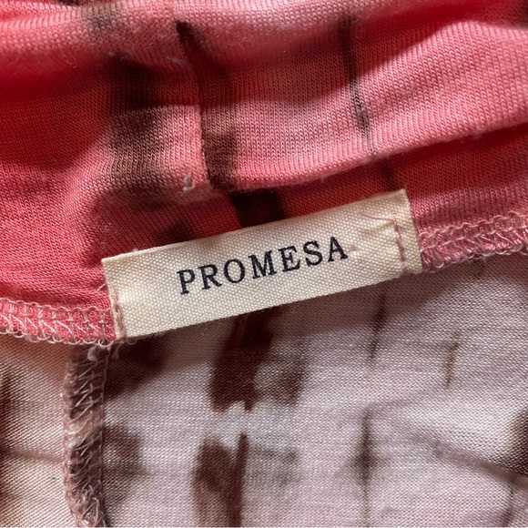 Promesa Tie-Dye Off-The-Shoulder Top - Size S, Pink/White/Brown - Picture 2 of 7